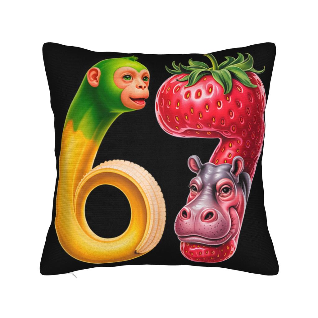 67 Sześć Siedem Zabawna Włoska Brainrot Gamingowa Memowa Poszewka na Poduszkę Miękka Poszewka na Poduszkę Urocza Zabawna Poszewka na Poduszkę do Salonu Kanapy