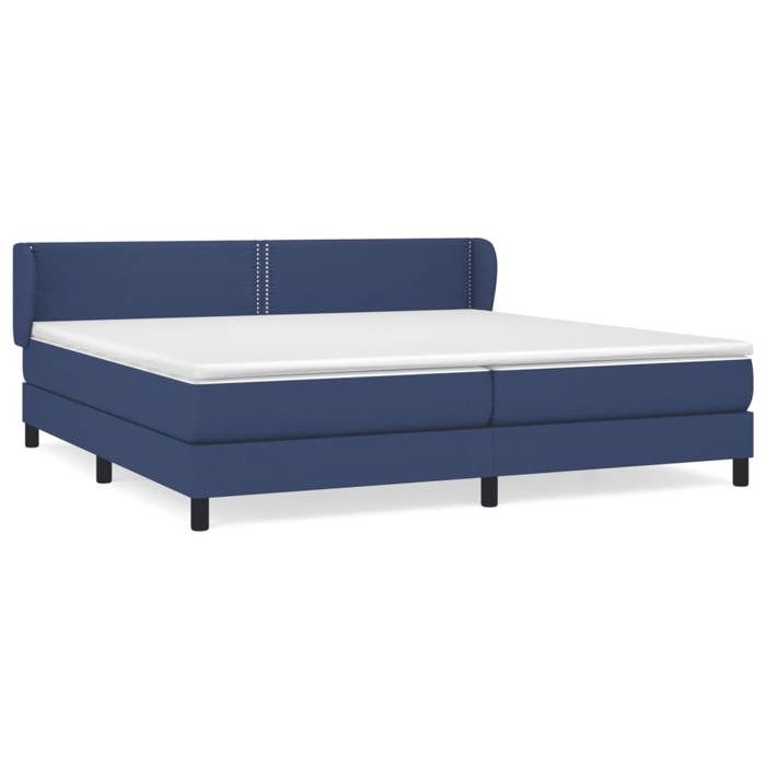 3126195 vidaXL Lit à sommier tapissier avec matelas Bleu 200x200 cm Tissu