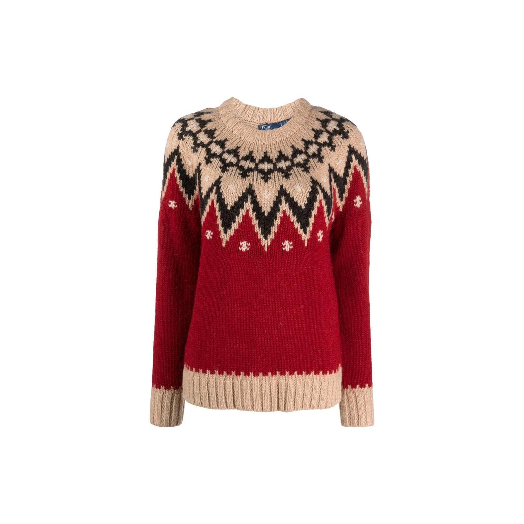 

Polo Ralph Lauren Round Neck Pattern Color Block Pullover Knit Sweater Women sweater Multicolor 211916170-001 XL