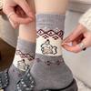 Cartoon Wool Socks Children'S Tube Socks Season Thickened Warm Flocking Retro Puppy Stockings