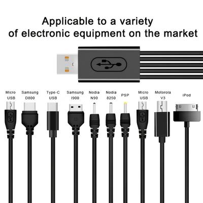 Cable Charger USB Adapter Cable Data Wire Cord New Useful 10 In 1 Multifunction USB Data Transfer Cable Universal for Phone, Etc