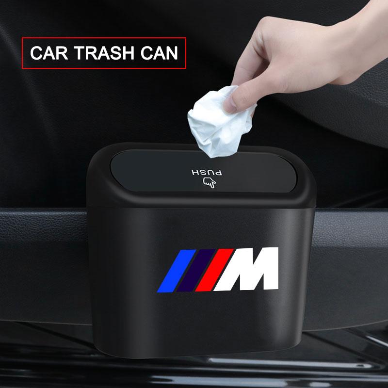 M LOGO Car Vehicle Case Storage Box Black ABS Square Pressing Trash Can For BMW G01 G02 F22 F23 E46 E93 E39 G26 F01 F02 F06 G32 G20 G29
