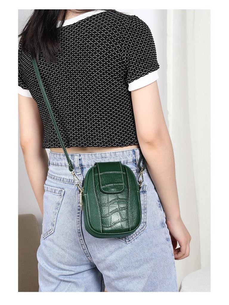 Women's Trendy Genuine Leather Crossbody Phone Handbag - Winter 2025 Collection