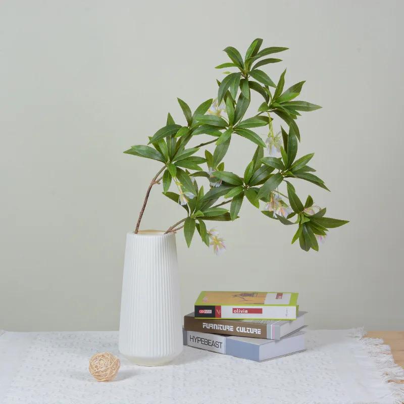 4Pcs Fake Green Plants of Banyan Leaves Home Decoration Artificial Plants Garden Wedding Landscape Background Flower Arrangement