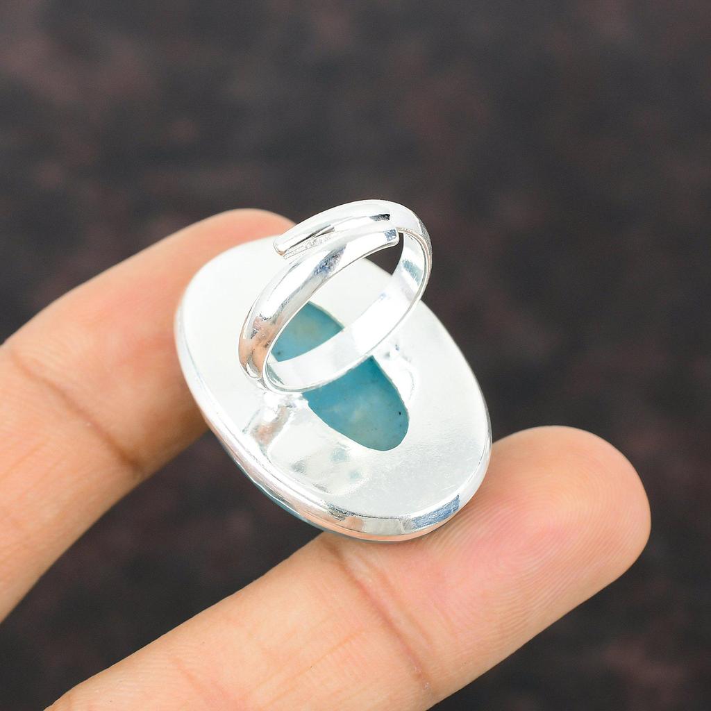 Hemimorphite Ring Natural Gemstone Jewelry 925 Sterling Silver Rings Adjustable Rings Statement Ring For Gift Handmade Hemimorphite Jewelry