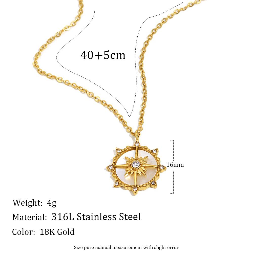 

MamacitaSlay 316L Stainless Steel Shell Zircon Star Necklace 18K Gold Plated Waterproof Neck Jewelry Women s High Quality Gift 45cm золотий