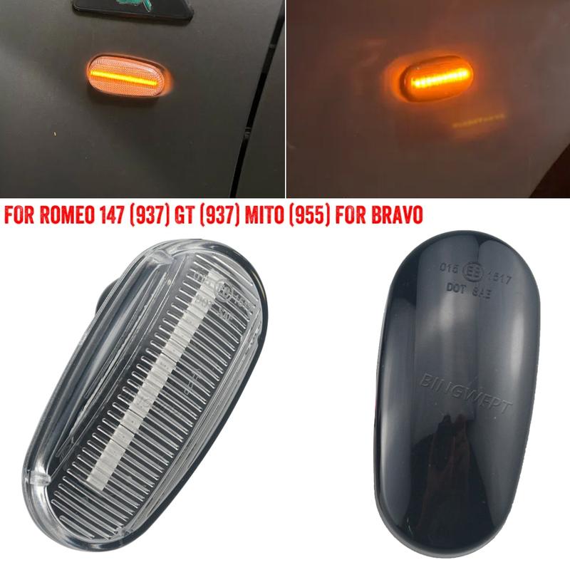2Pcs Dynamic LED Side Marker Lights Sequential Turn Signal Flashing Blinker Lamp For Fiat Bravo II Hatchback (198) 2007-2014