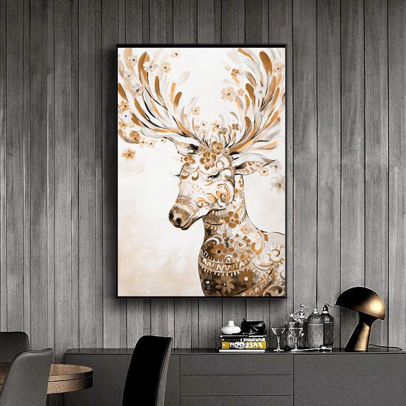 Abstract Deer Face Nature Animal Abstract Art Posters Prints Canvas Painting Minimalism Wall Art Pictures for Interior Home Decor