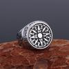 Stainless Steel Vikings Compass Iris Flower Ring Men Women Fashion Handmade Quality Finger Jewelry Gift for Boyfriend