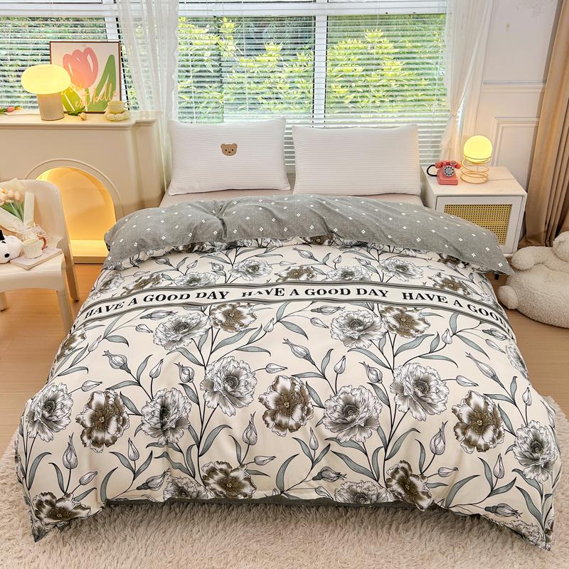 1Pc Sweet Red Flowers Duvet Cover Botanical Floral Pattern Comforter Cover Skin-friendly Comfortable Bedding Bedroom Decor