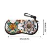2D-Bohemian Floral Pattern Zipper Sunglasses Case, Vintage Mandala Print Eyeglasses Protector, Portable Protective Eyewear Holder for Women Travel