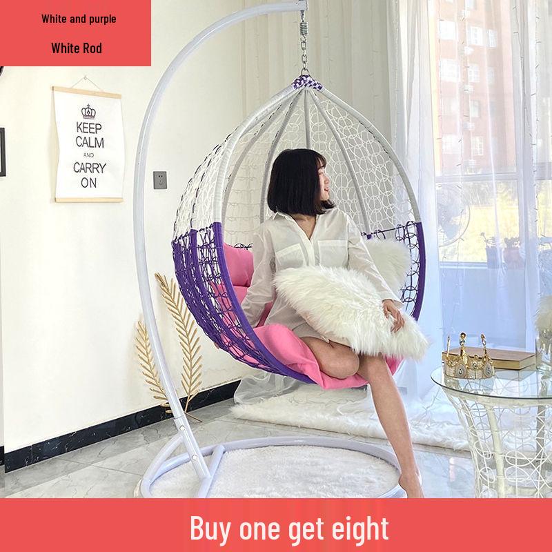 Double Wicker Hanging Basket Chair: Indoor/Outdoor Bird's Nest Swing Chair for Balcony & Leisure