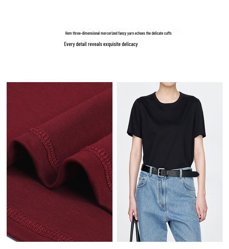 Women's High-End Crew Neck Tencel & Cotton Slimming Short Sleeve T-Shirt