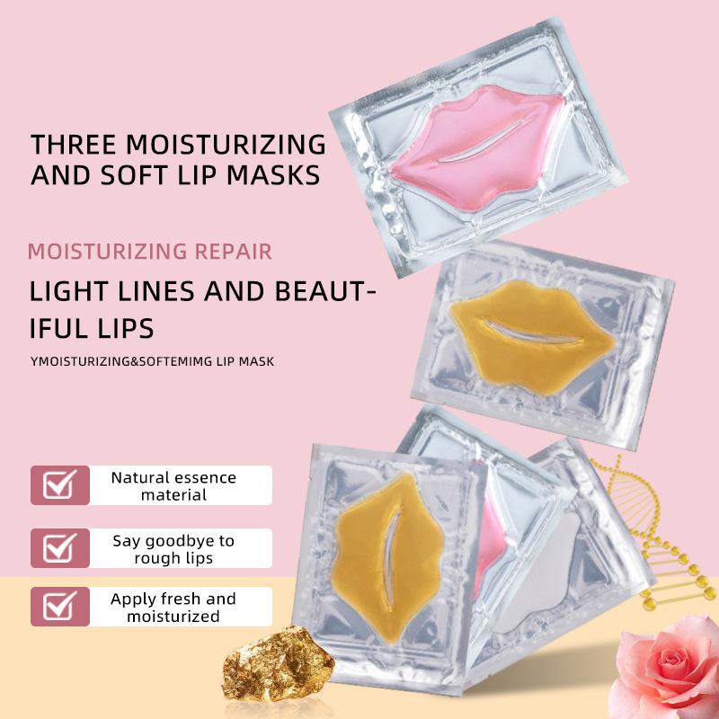 5 Pezzi Maschera Labbra al Collagene di Cristallo Labbra Rimpolpanti Patch Labbra Rosa Essenza Idratante Nutriente Cosmetici Cura della Pelle per la Bellezza