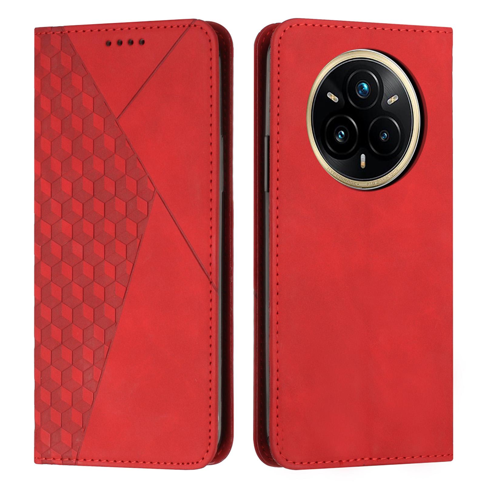 

For Realme 14 Pro+ 5G Case Wallet Leather Phone Cover Pattern Imprinted Red