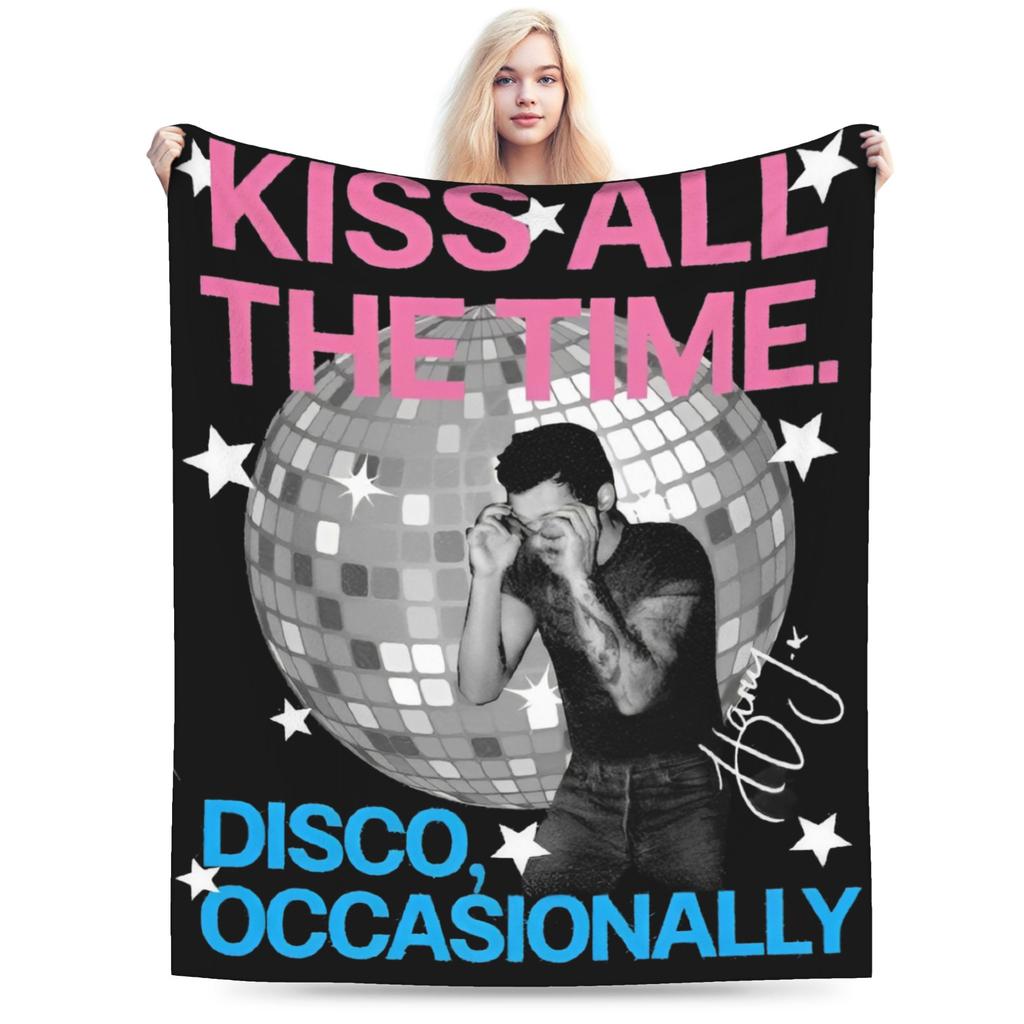 Super Soft Harryed Stylesed Kiss All the Time Disco Occasionally Throw Blanket Premium Fleece Bed Blanket Fuzzy Plush Blankets