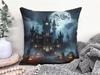 Halloween Spooky Gothic Castle Throw Pillow Cover Haunted Night Moon Horror Decor Cushion Case 45x45cm Home Ornament