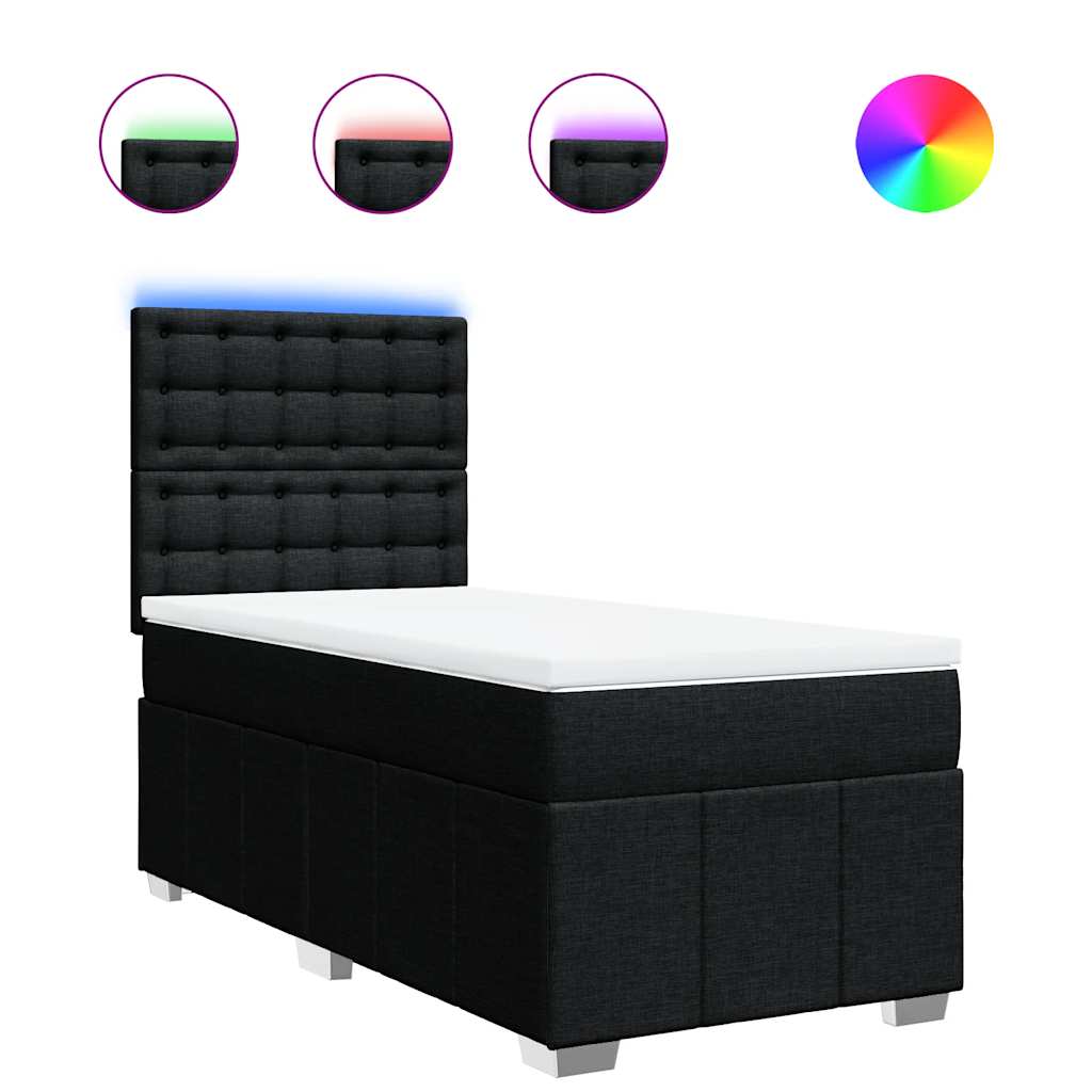 Vidaxl Continental Bed With Mattress, Black, Fabric, 80X200 Cm