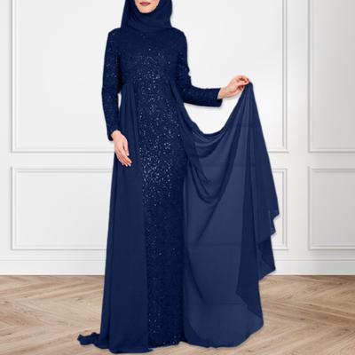 Enaguas de mujer de talla grande, cuello redondo, manga larga, cintura alta, costura de hilo de red, vestido de mujer elegante con lentejuelas brillantes, vestido maxi ajustado para fiesta