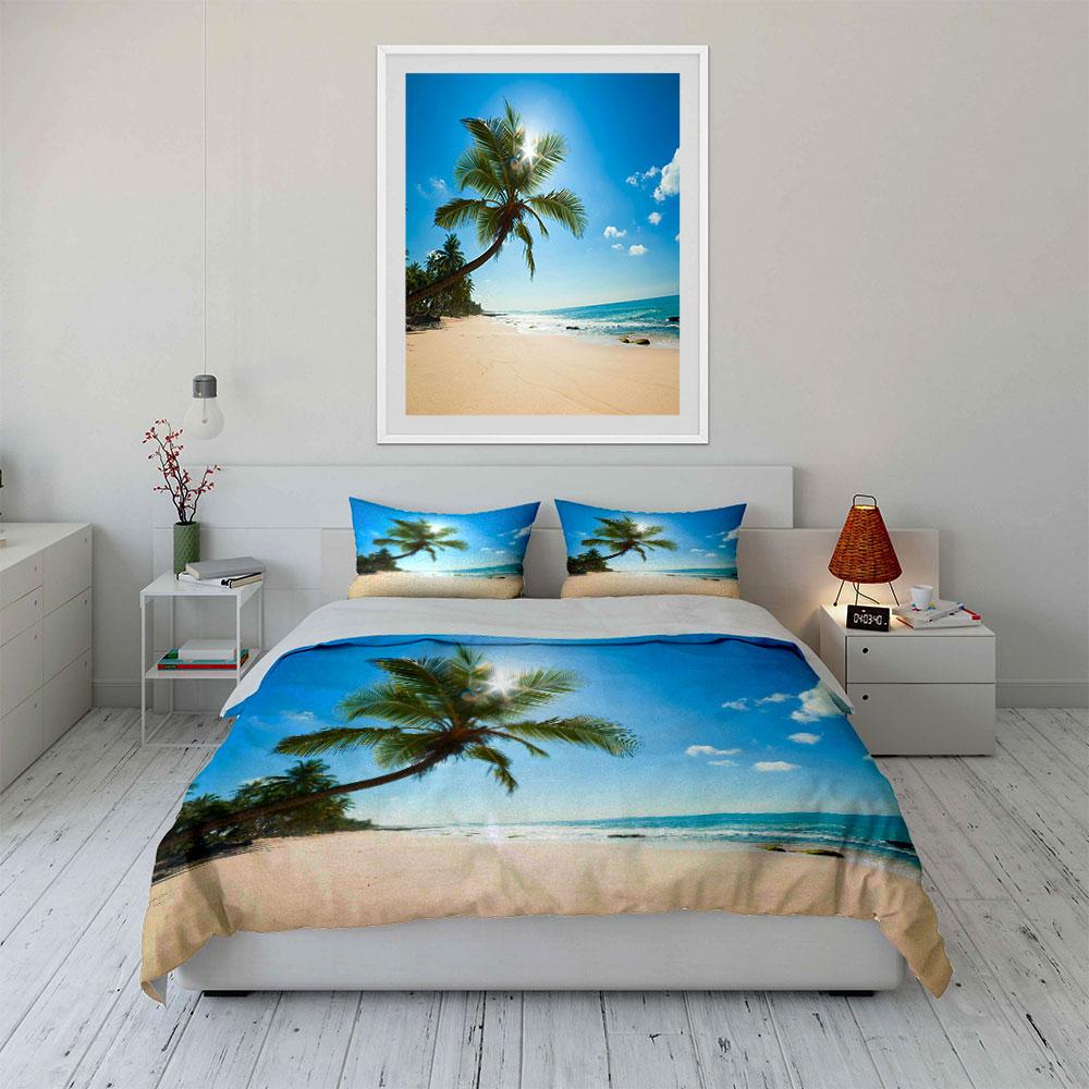 Palm Trees and Beach. Bedding Sets Duvet Cover Sets Duvet Covers Pillowcases(1* Duvet Cover 2* Pillowcases Without Duvet Insert)