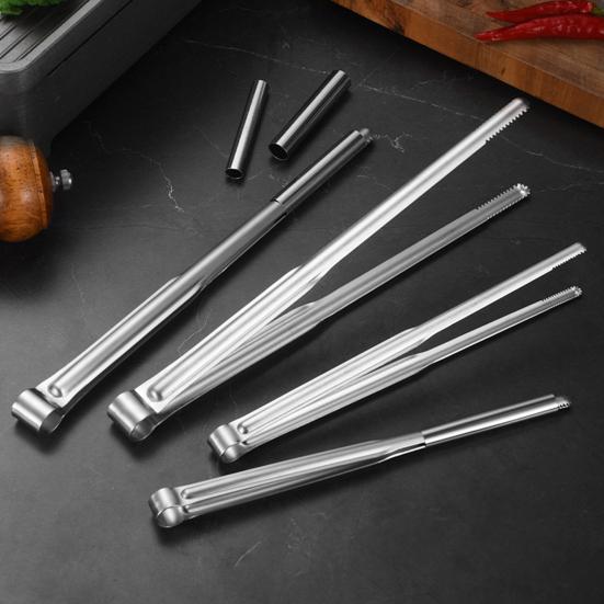 Kitchen Cooking Tongs Stainless Steel Kitchen Tweezer Tong with Precision Serrated Non-Slip Tips for Frying Plating
