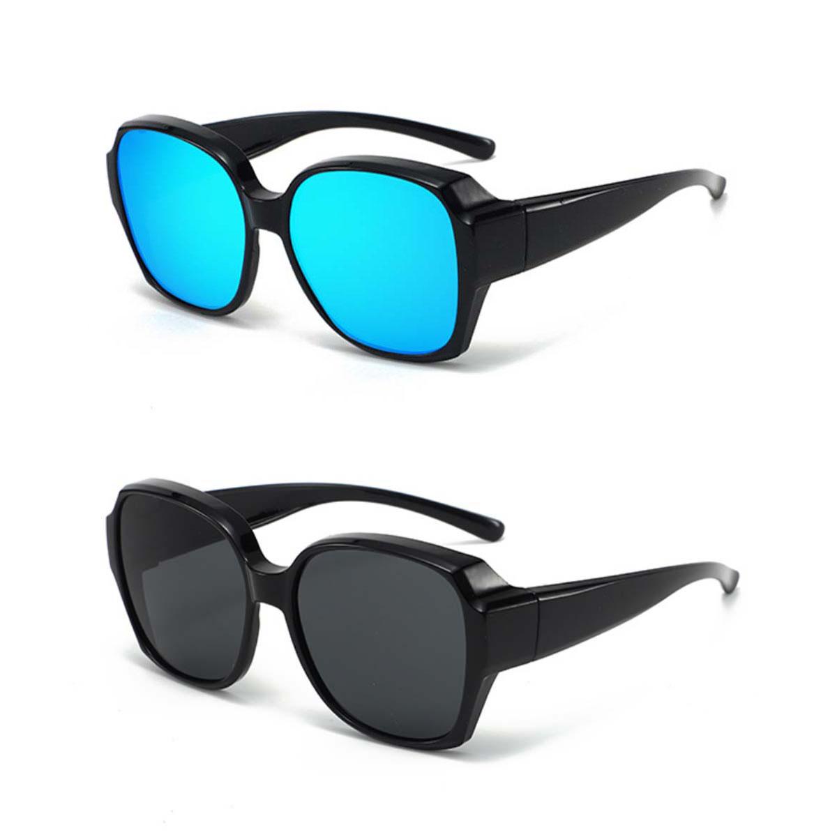 

Oversized Fit Over Glasses Sunglasses for Women Trendy Large Square Polarized Sun Glasses for Driving Outdoor Sports 2 Pack black