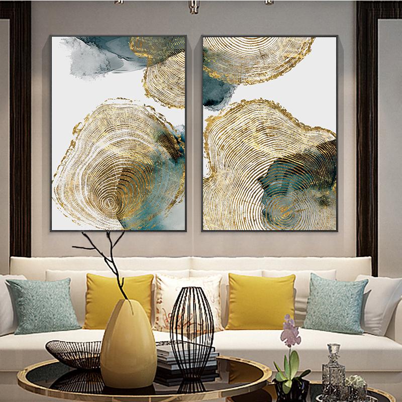 Modern Abstract Painting Golden Leaves Luxurious Canvas Picture for Home Design Wall Art Prints for Interior Decor No Frame