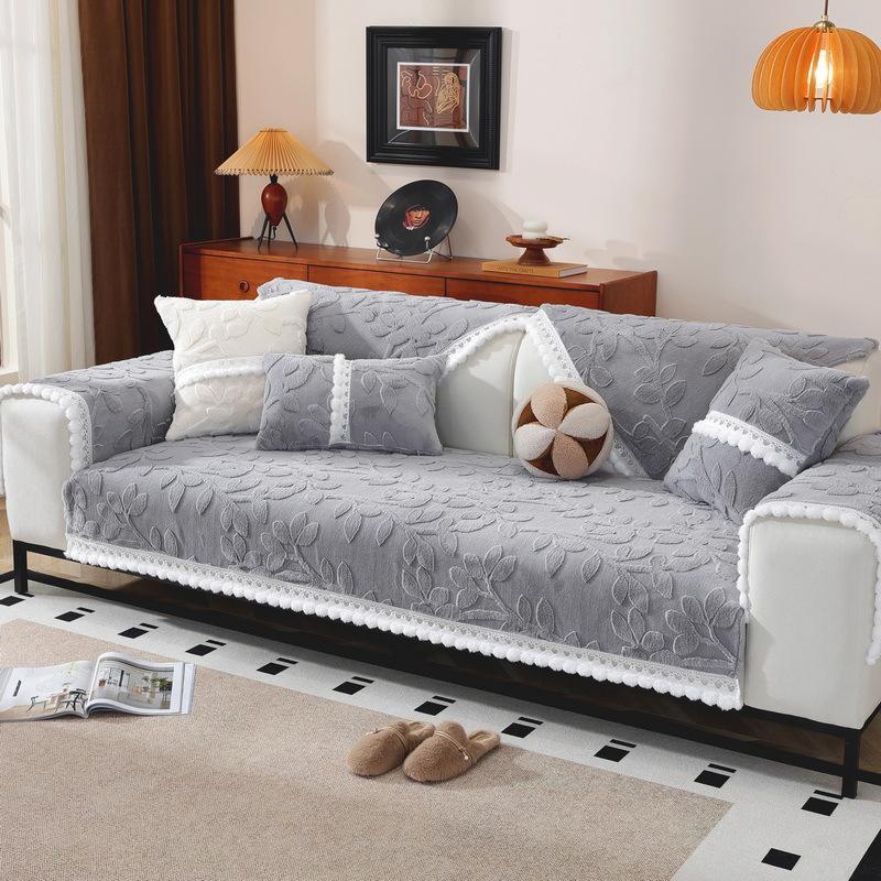 

French Cream Wind Sofa Cushion Autumn And Winter Plush Sofa Seat Cushion Non-Slip Cover New Winter Cover Towel 70*70cm