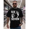 Men'S Six Seven 67 Gothic Streetwear T-Shirt - Casual Short Sleeve Round Neck Tee for Halloween Costumes , All-Season Comfort Fit Plus Size