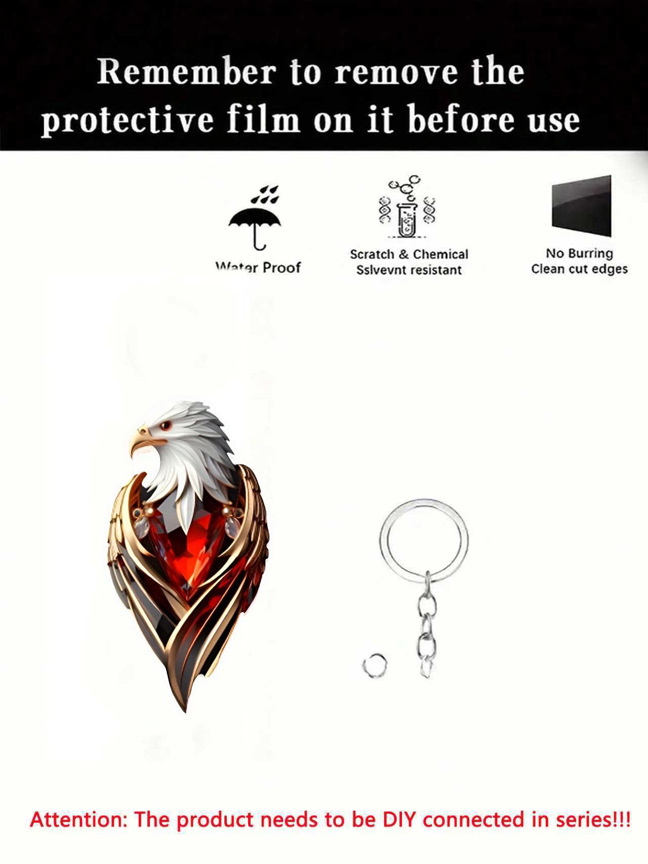 

1 Eagle car mirror pendant2D flat acrylic keychain,vehicle and backpack decoration, exquisite feather design, car keychain