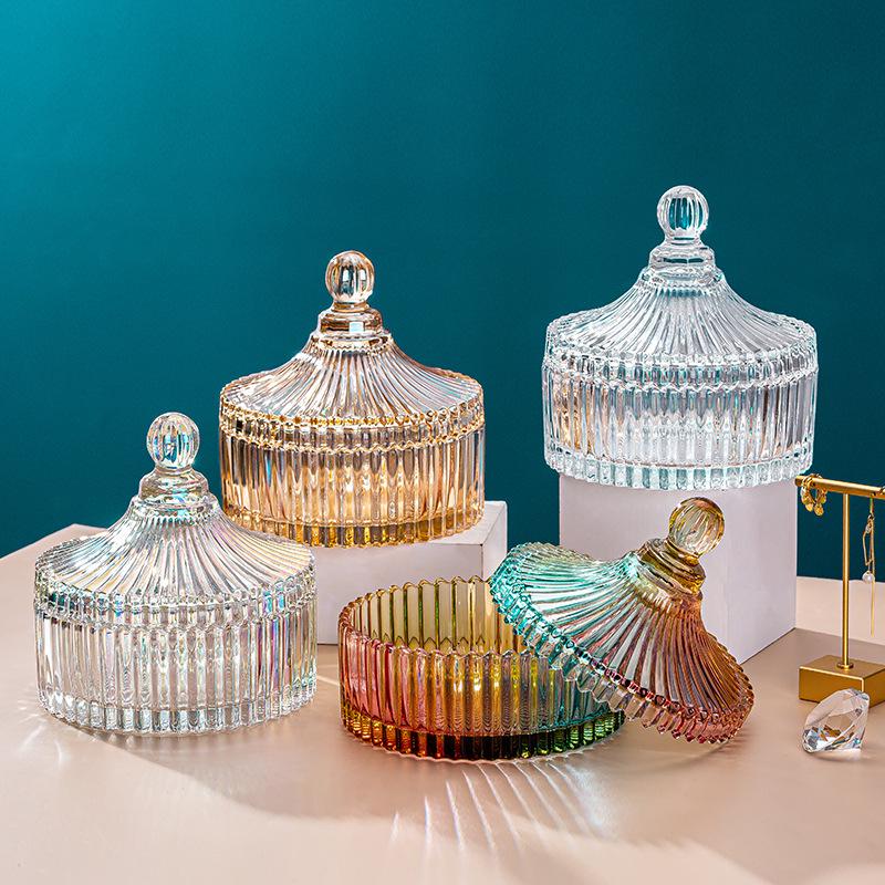 European Glass Bowl Jewelry Box: Crystal Demagnetization Purification Jar with Omamori Salt and Lid