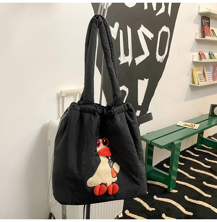 

Cute versatile shoulder bag cotton clothes trendy bag cloth bag large capacity student bag чёрный