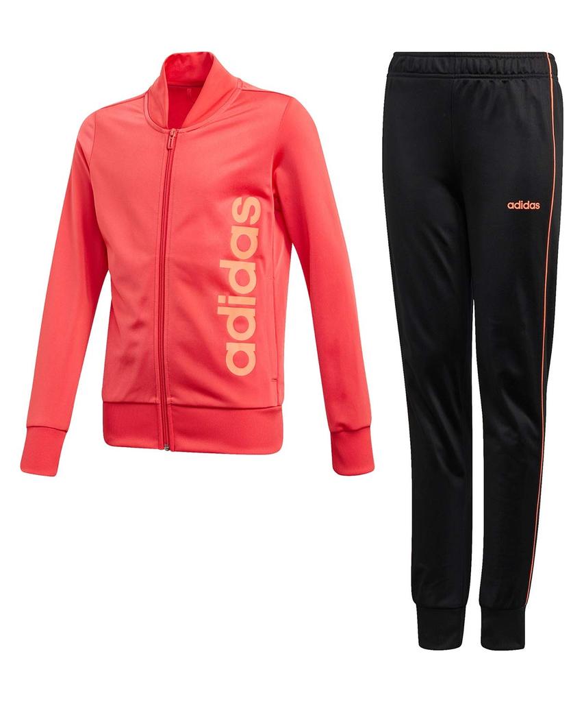 Adidas ESSENTIALS Tricot Jersey Core GEQ79 FM6567 150 Kids' Set, Pink/Black/Signal Coral,