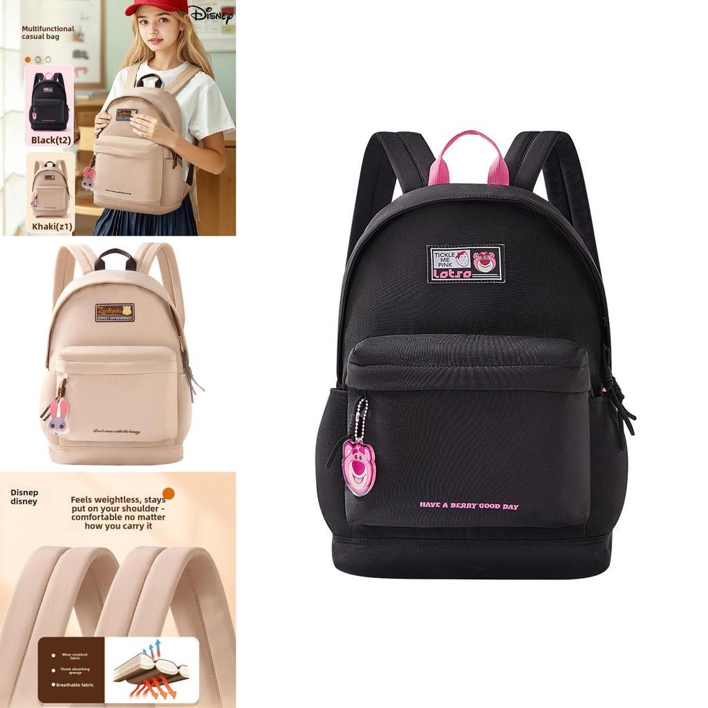 Simple Solid Color Letter And Lots Print Student Casual Backpack With Pendant For School And Daily Use