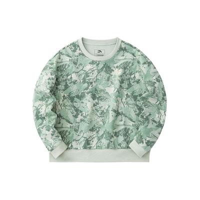Outdoor Series All Over Plant Print Loose Long Sleeve Pullover Sweatshirt Women Sweatshirt Ceramic-Green 162416705-3