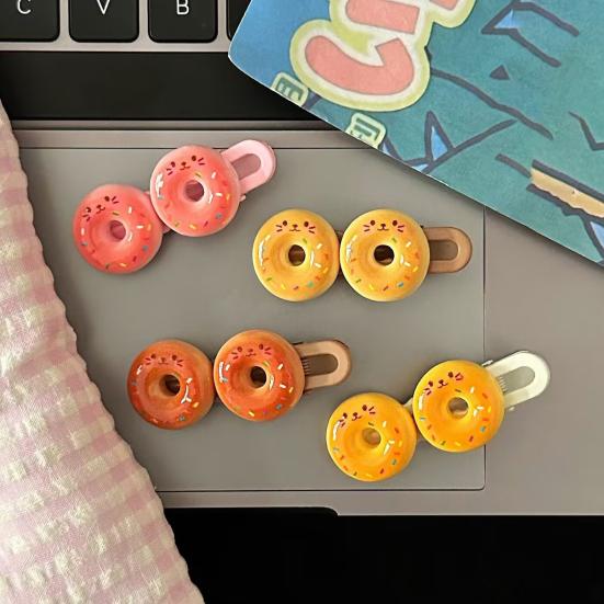 2Pcs Girl Hairpin Stable Grip No Damage Donut Shape Hair Clip 3D Texture Photogenic Side Bangs Hair Pins