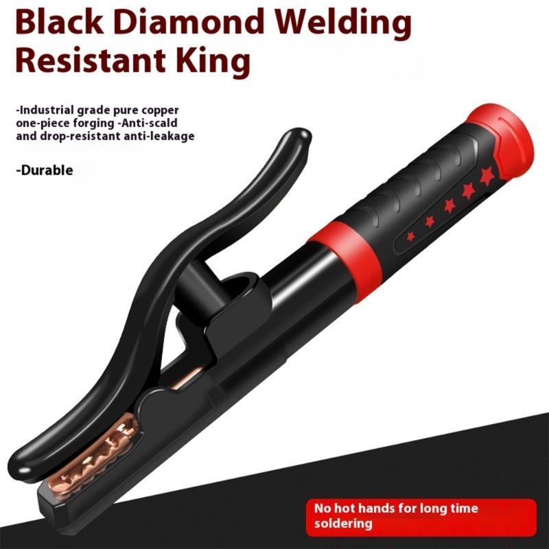Heavy Duty Copper Welding Electrode Holder Clip Rhombus Jaw Design Welding Tool Pliers Insulated Heat Resistant Grip