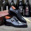 Men's Shoes New Fall Leather Shoes Men's Monk Shoes Square Toe Shoes Men's Buckle Business Wedding Shoes D440