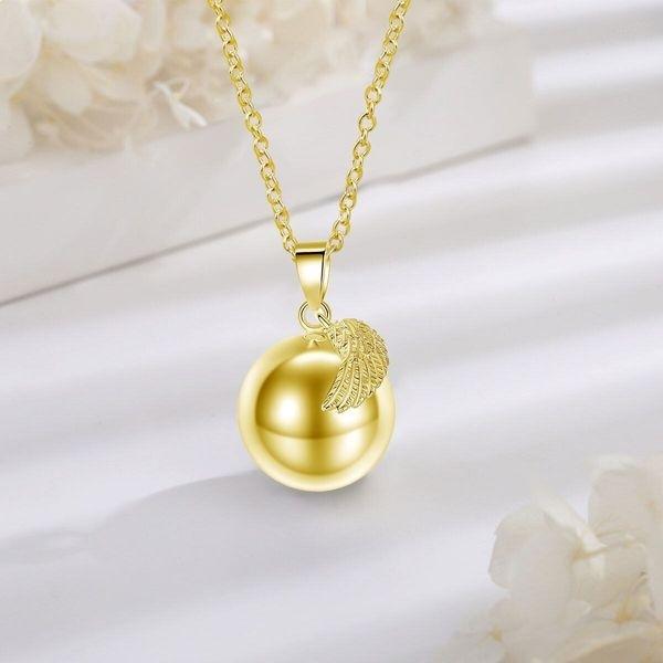 Pregnancy Bola with Double Ball Pendant and Golden Angel Wing