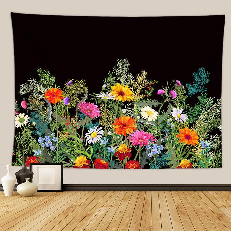 Moon Phase Wildflower Wall Tapestry Eucalyptus Botanical Print Wall Hanging for Living Room Bedroom Home Decor 100X70CM