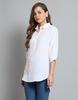 Monte Carlo Womens Self Design White Collar Neck 3/4 Sleeve Top