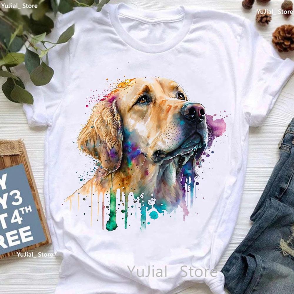 Golden Retriever Hunting Dogs Animal Print T Shirt For Girls Australian Shepherd Dog With Flower Tshirt Unisex Harajuku Shirt
