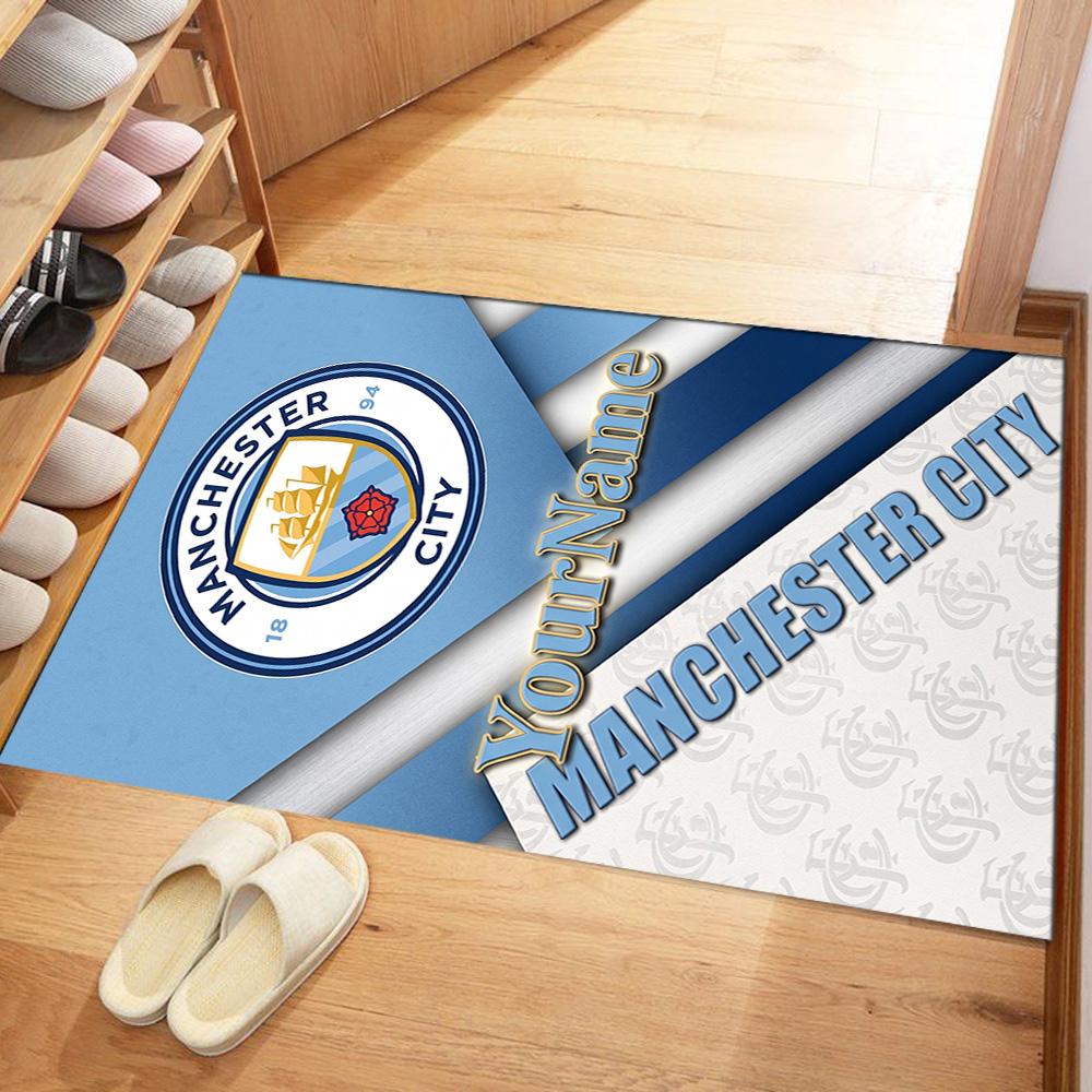 Manchester City Customizable Name Area Rug Design for Balcony Study room Game Room Hallway Anti-slip Rug Anime Office Decor Perfect Gift for Women/Men