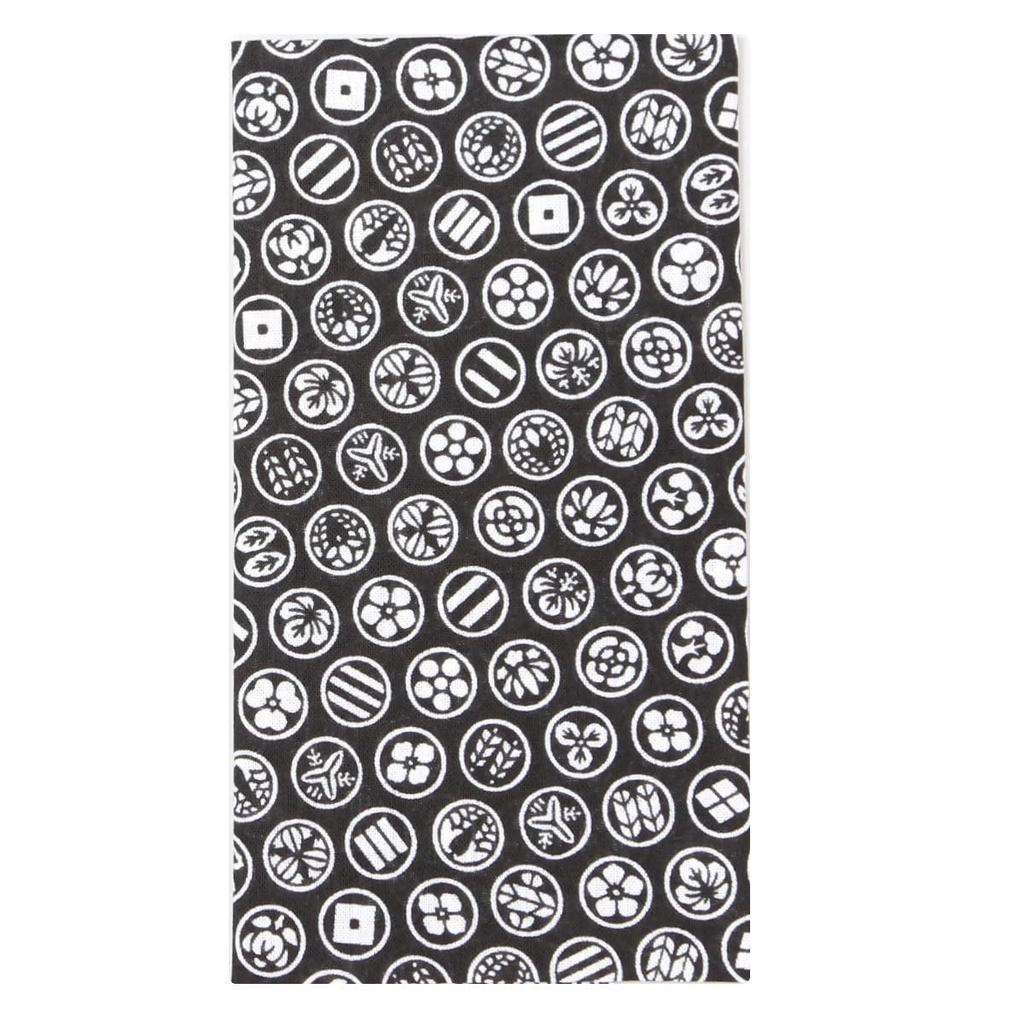 Tenugui Japanese pattern small made Japan 100 cotton 15756 (58 family crests black)