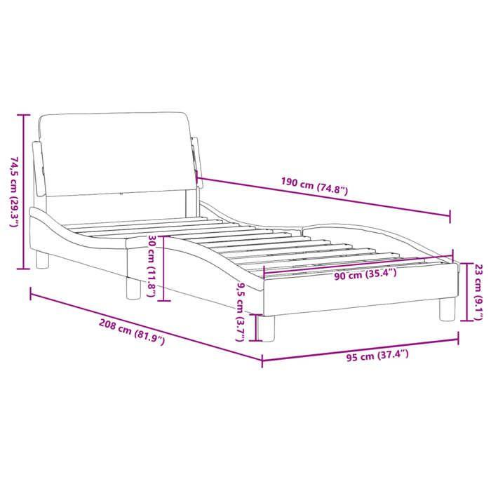 VidaXL Bed Frames with Headboard, Upholstered Bed with Slat Base, Single Bed with Footboard, Adult Bedroom Bed, Black 373098