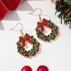 1 Pair Party Decorations Christmas Earrings Rhinestone Red Bow Dangle Earring for Women