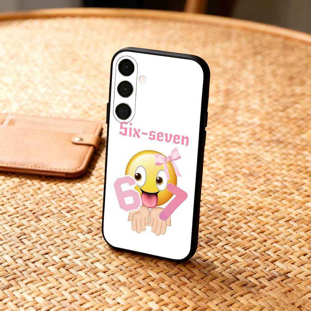 67 Six Seven Phone Case For Samsung A73,72,71,53,52,51,22,91,80, Soft Black Cover