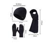Thick Velvet Warm Windproof Three-Piece Set Big Head Circumference Knitted Hat Long Scarf Touch Screen Gloves