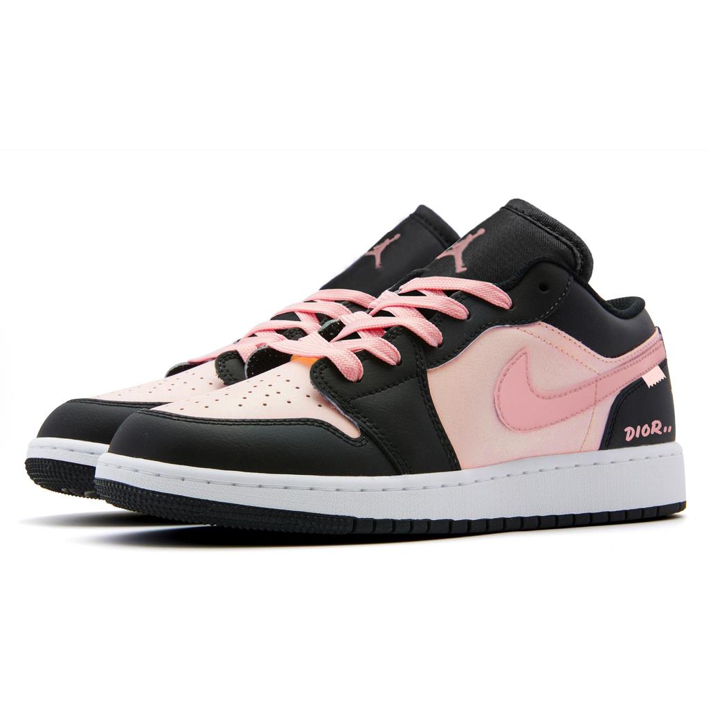 Jordan Air Jordan 1 Abrasion Resistant Low top Vintage Basketball Shoes Women's Black Pink HF3188--106(Team973--)
