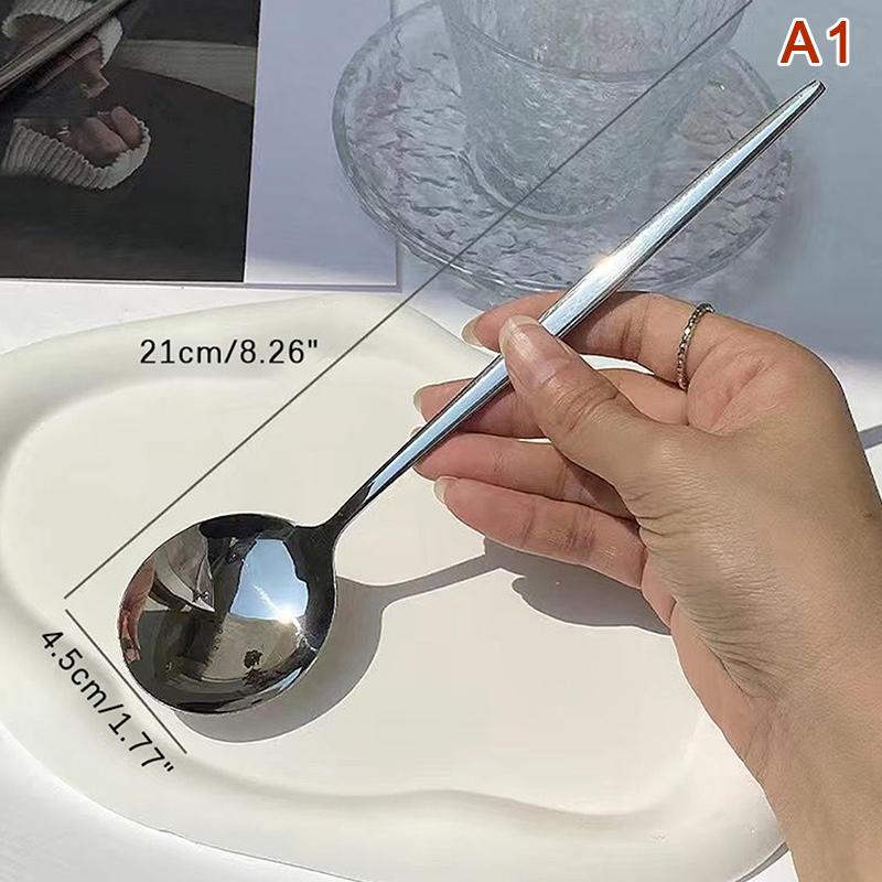 

Круглая ложка из нержавеющей стали, вилка, сетка, красная, золотистая, для ужина, с длинной ручкой, десертные ложки для перемешивания, кухонные аксессуары, гаджеты 21cm